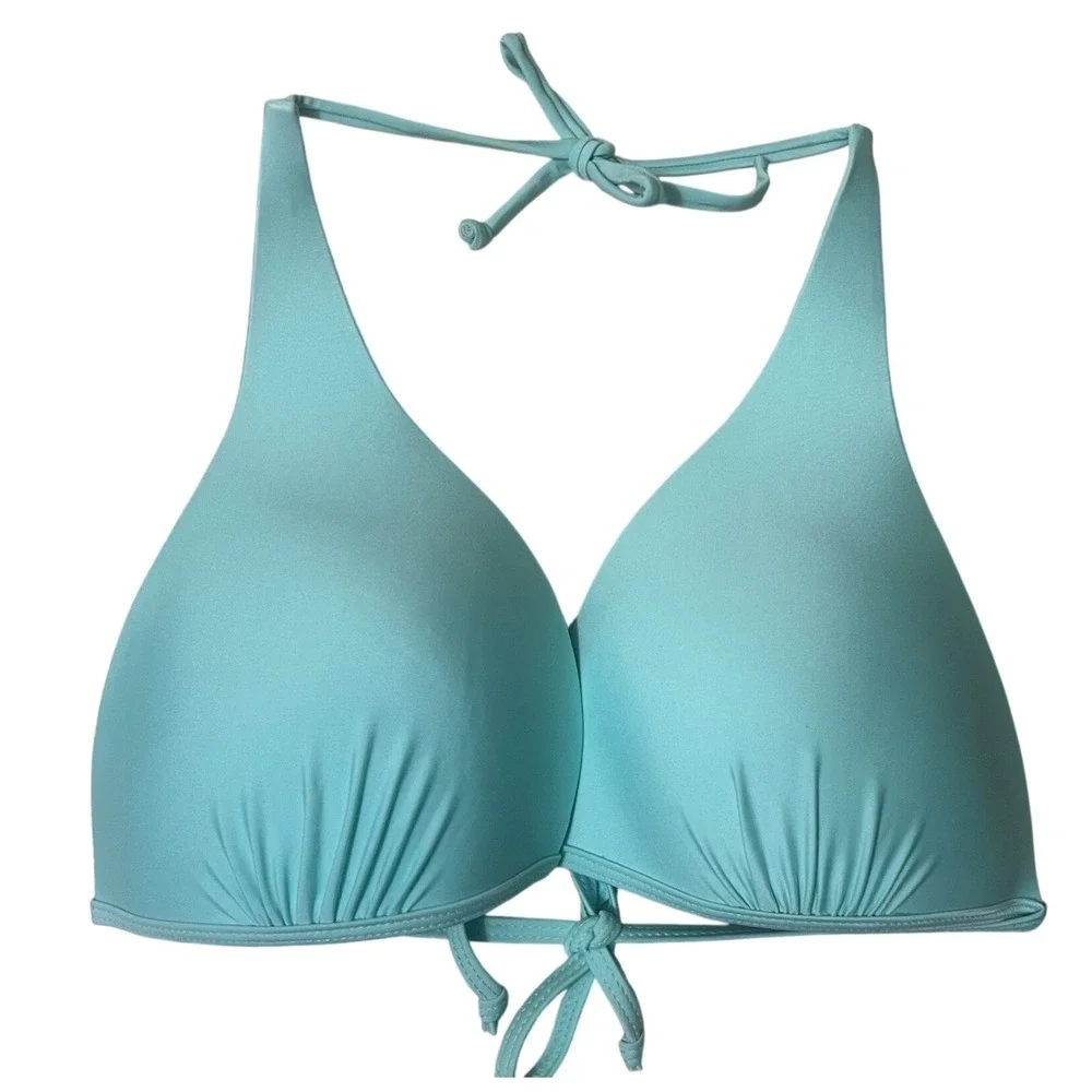 INGEAR SWIM Bikini‎ Top Womens Large Teal Excellent Halter Padded Solid